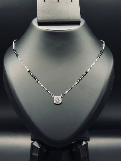 Silver Classic Mangalsutra with Single Solitaire — Pure Tradition TISA Silver Elegance
