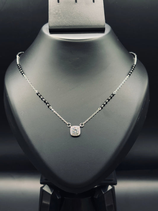 Silver Classic Mangalsutra with Single Solitaire — Pure Tradition TISA Silver Elegance