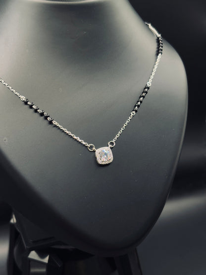 Silver Classic Mangalsutra with Single Solitaire — Pure Tradition TISA Silver Elegance