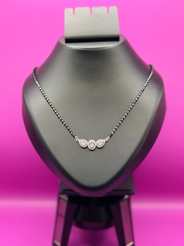 Silver Mangalsutra with Three Cubic Zirconia — Grace in Perfect Balance TISA Silver Elegance