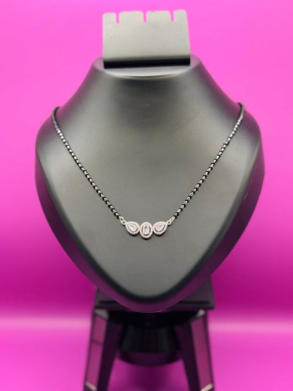 Silver Mangalsutra with Three Cubic Zirconia — Grace in Perfect Balance TISA Silver Elegance