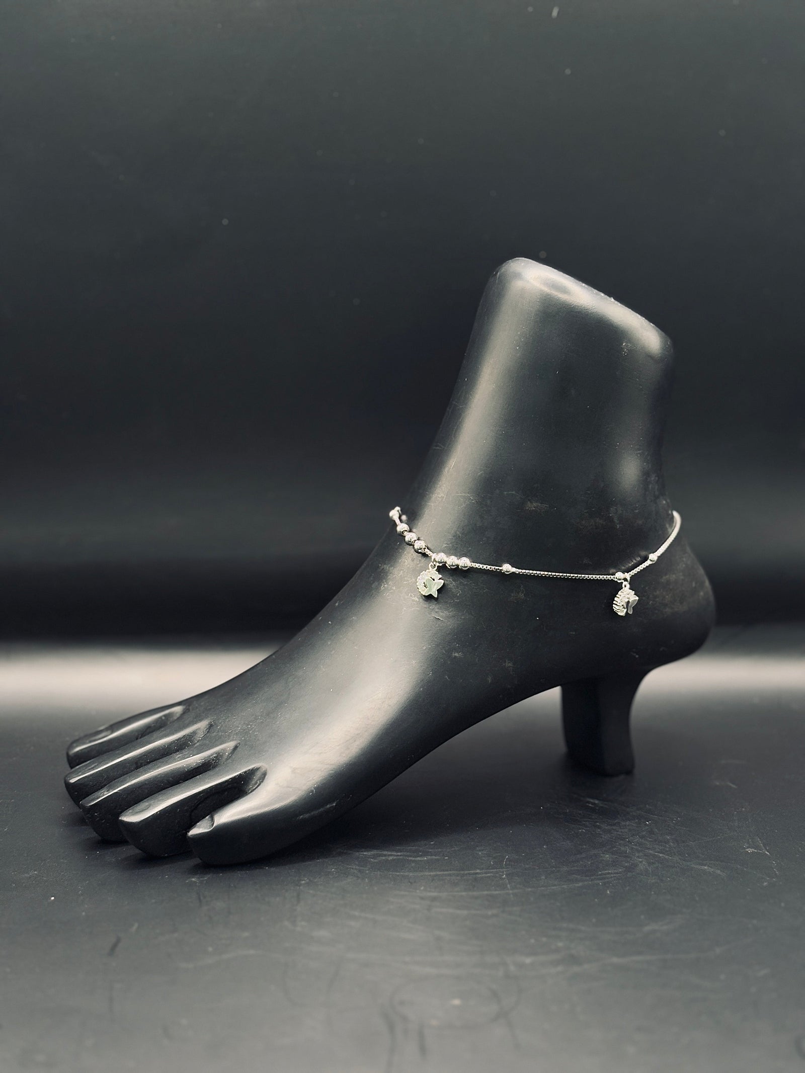 Silver Moon Charm with Butterfly Anklet TISA Silver Elegance