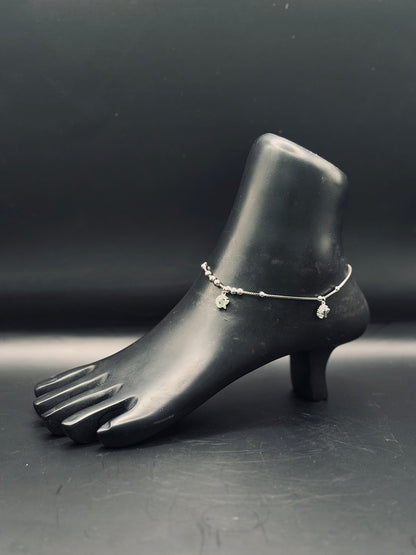 Silver Moon Charm with Butterfly Anklet TISA Silver Elegance