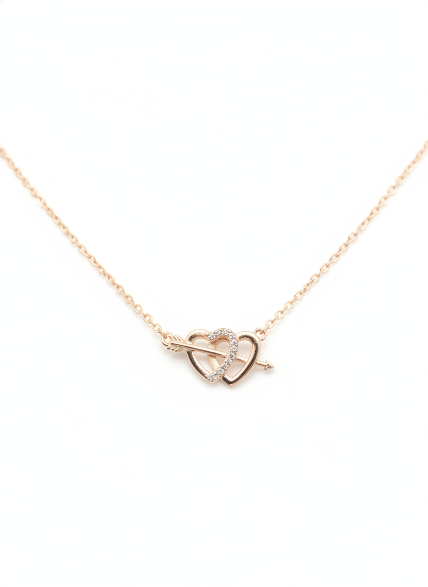 Silver Rose Gold Unisoul Interlocking Heart Necklace — Two Hearts, One Soul TISA Silver Elegance