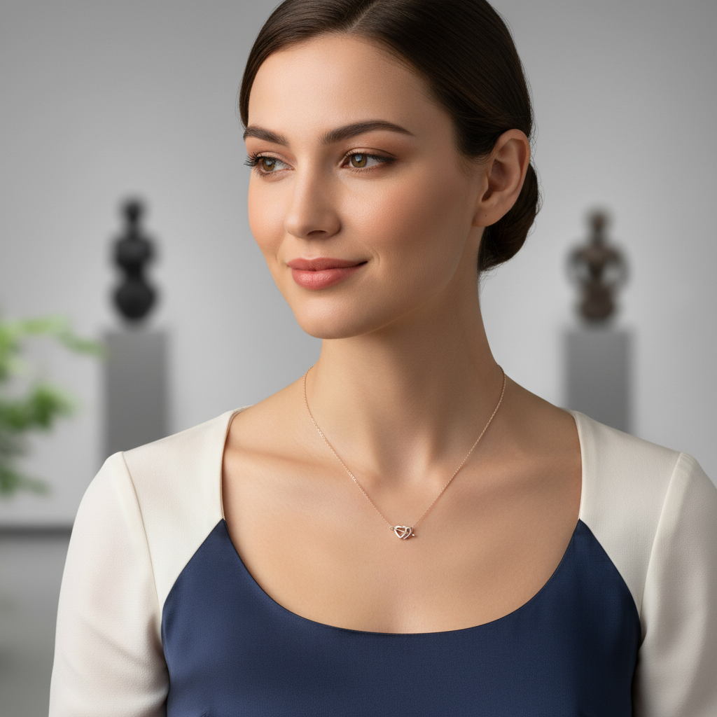 Silver Rose Gold Unisoul Interlocking Heart Necklace — Two Hearts, One Soul TISA Silver Elegance