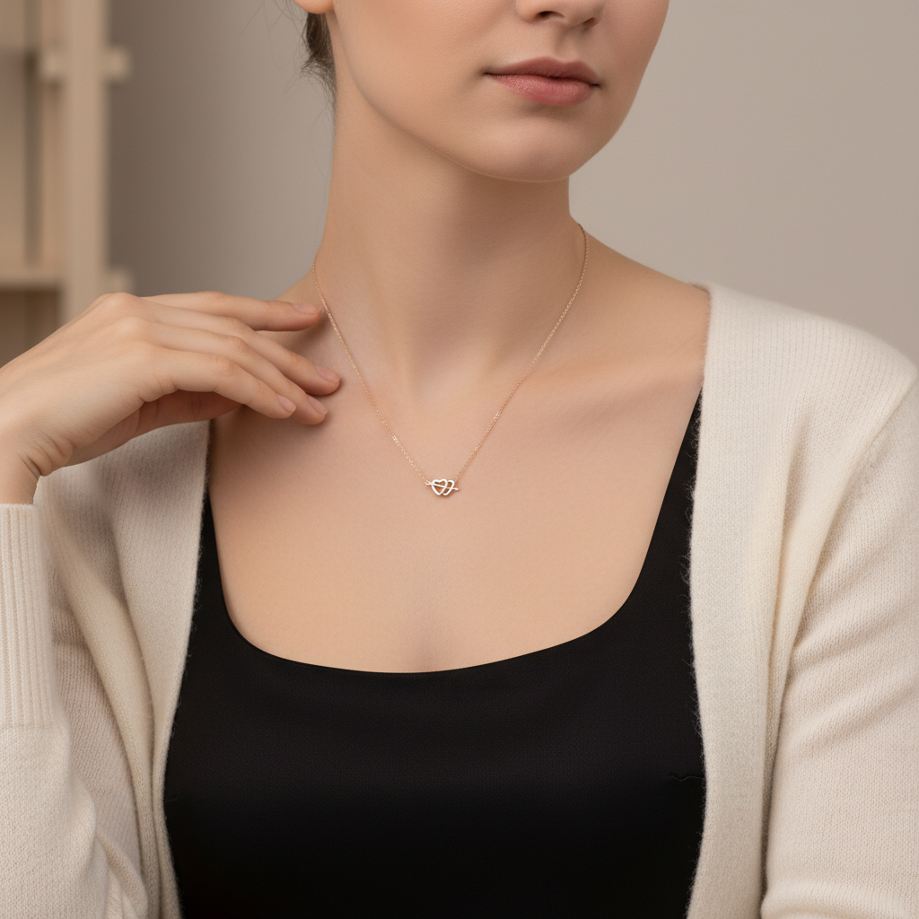 Silver Rose Gold Unisoul Interlocking Heart Necklace — Two Hearts, One Soul TISA Silver Elegance
