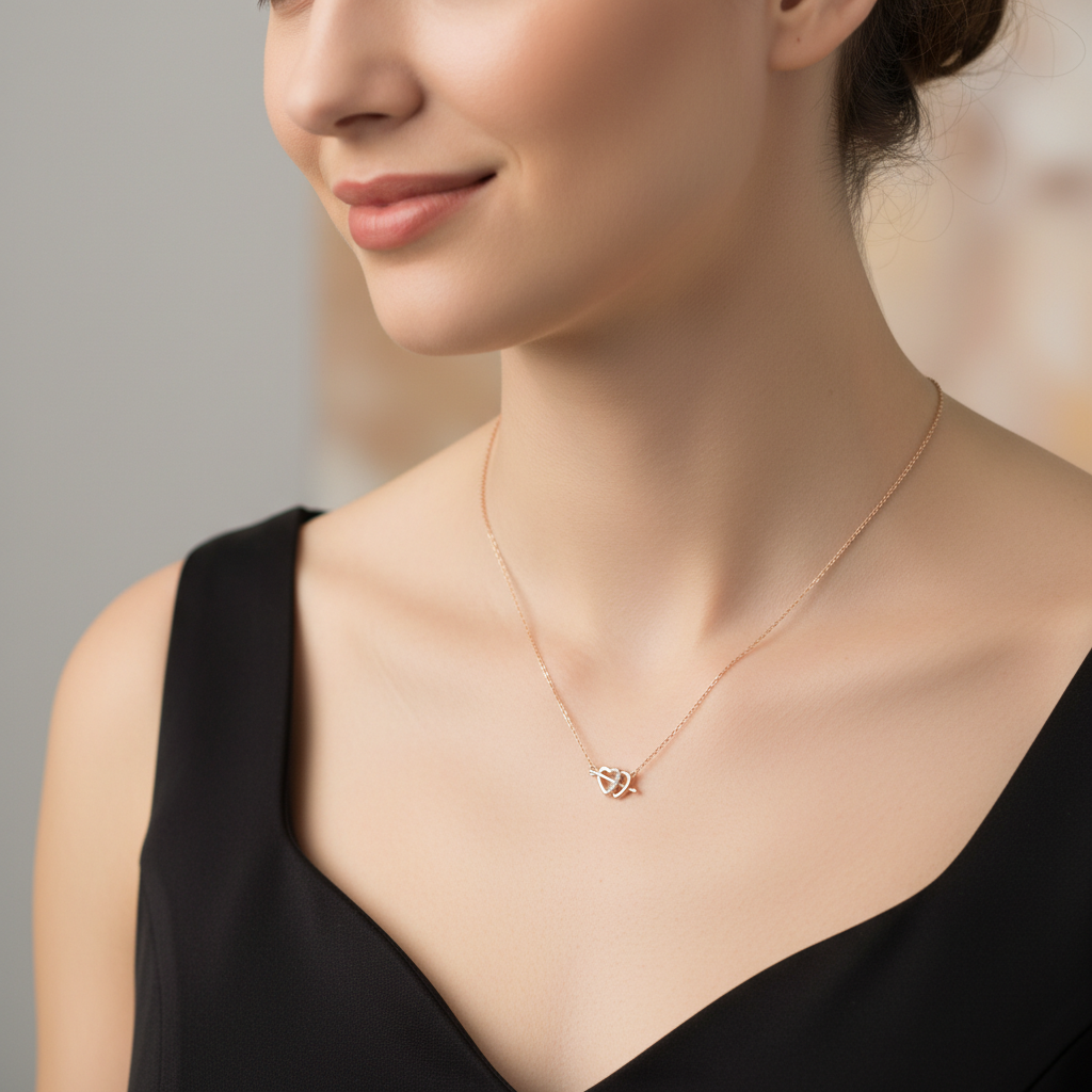 Silver Rose Gold Unisoul Interlocking Heart Necklace — Two Hearts, One Soul TISA Silver Elegance