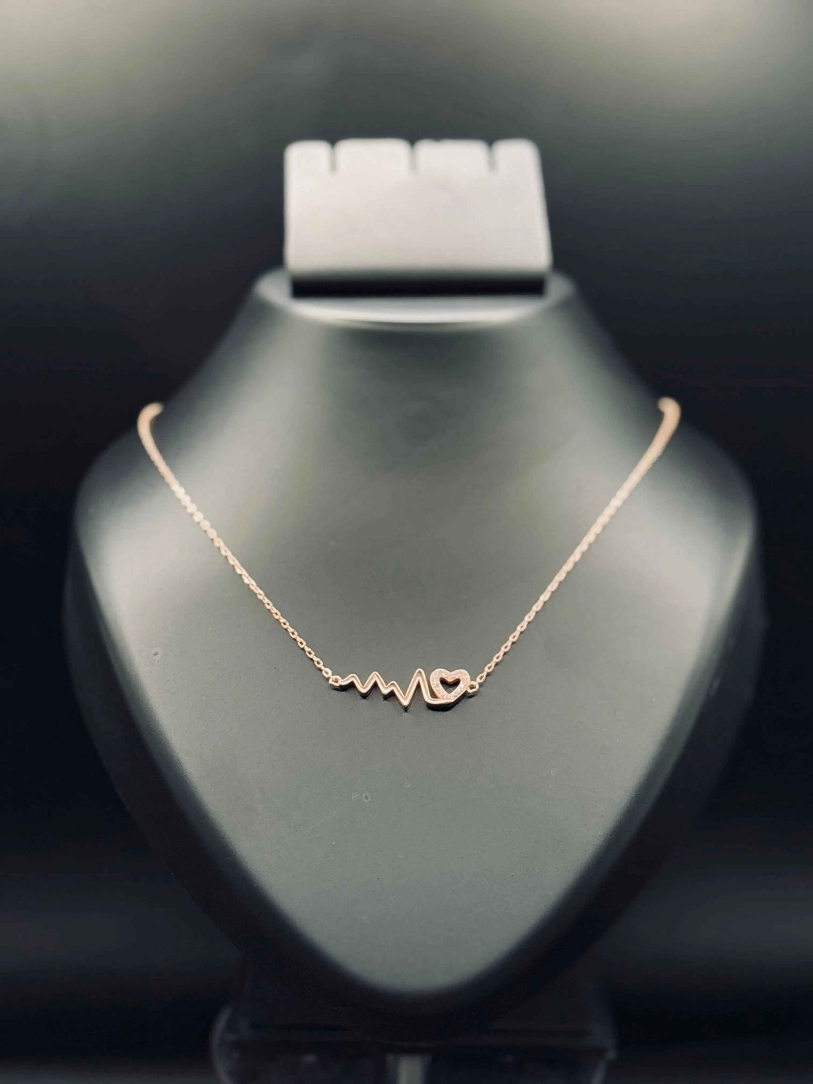 Silver Rose Gold-Plated Lifeline Heart Necklace — Love That Beats Forever