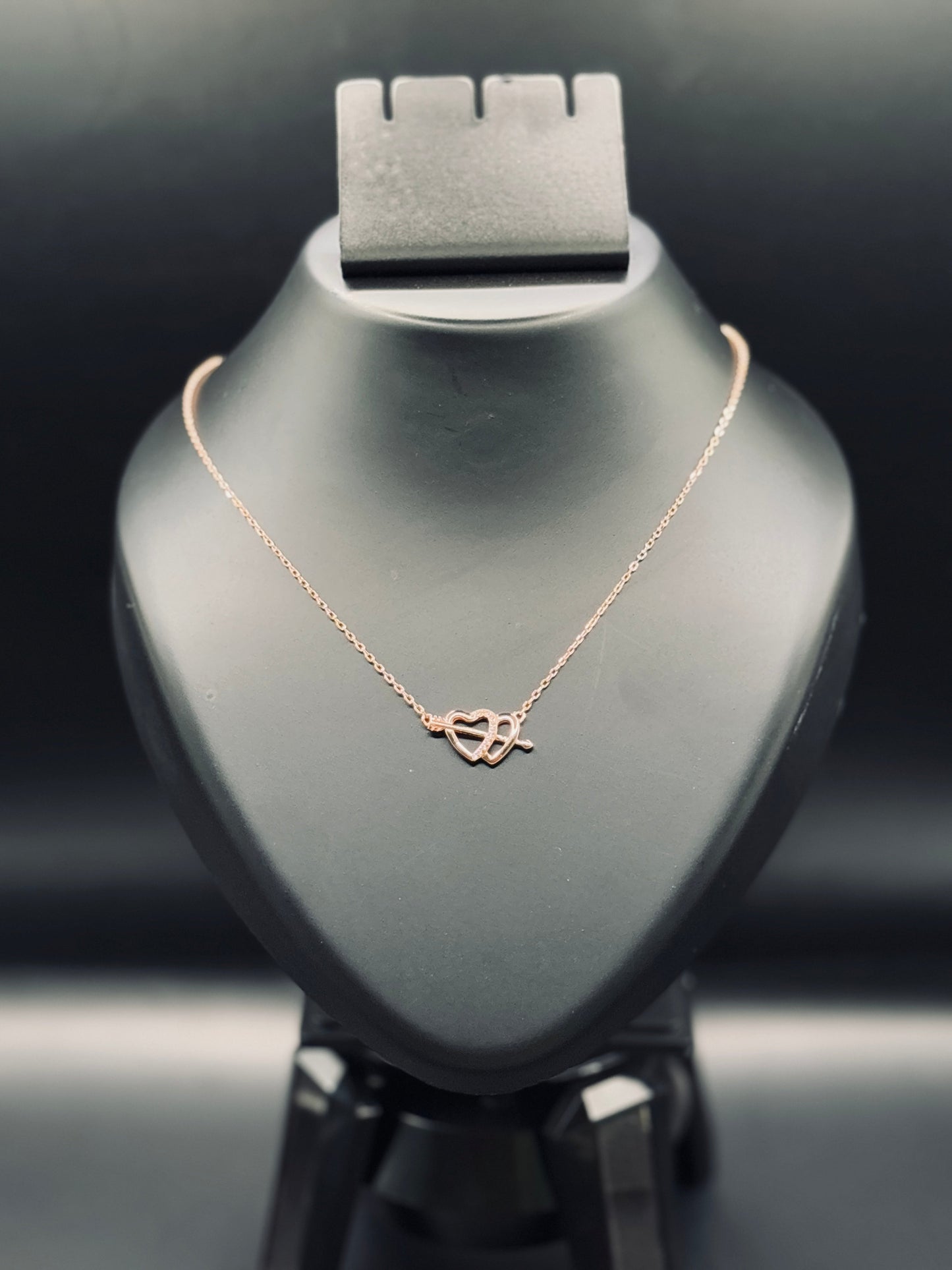 Silver Rose Gold Unisoul Interlocking Heart Necklace — Two Hearts, One Soul TISA Silver Elegance