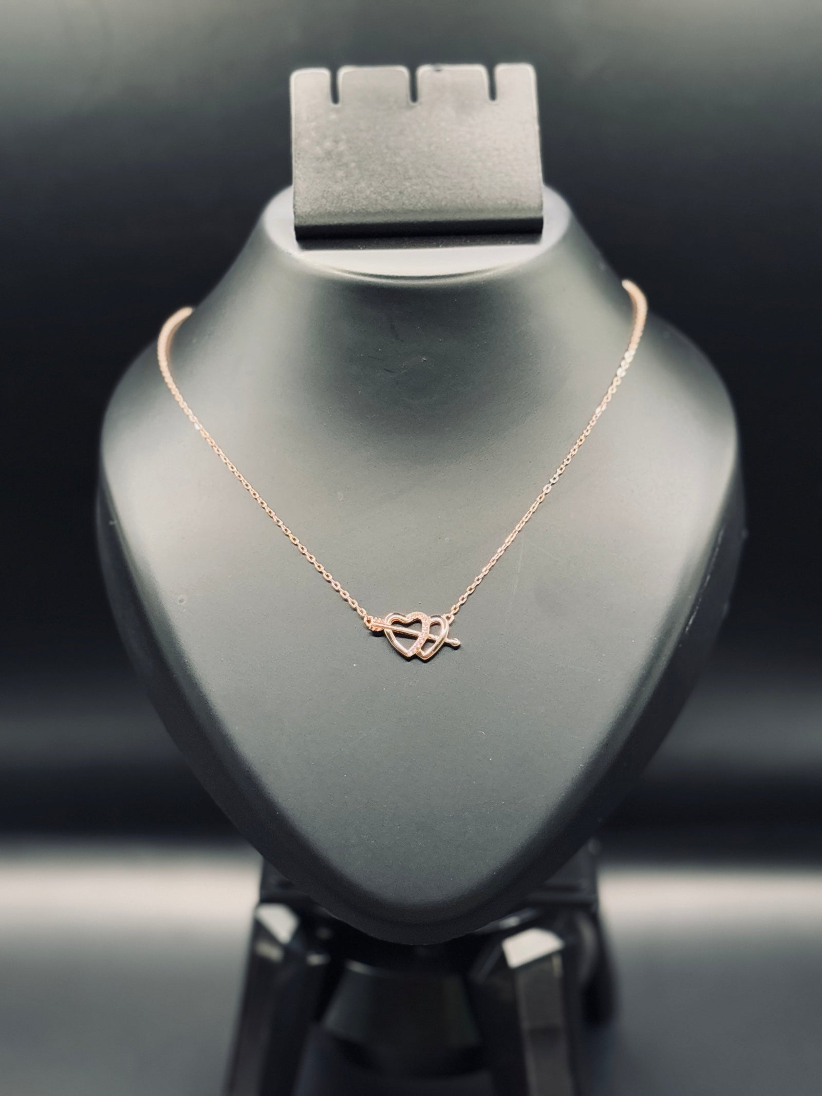 Silver Rose Gold Unisoul Interlocking Heart Necklace — Two Hearts, One Soul TISA Silver Elegance