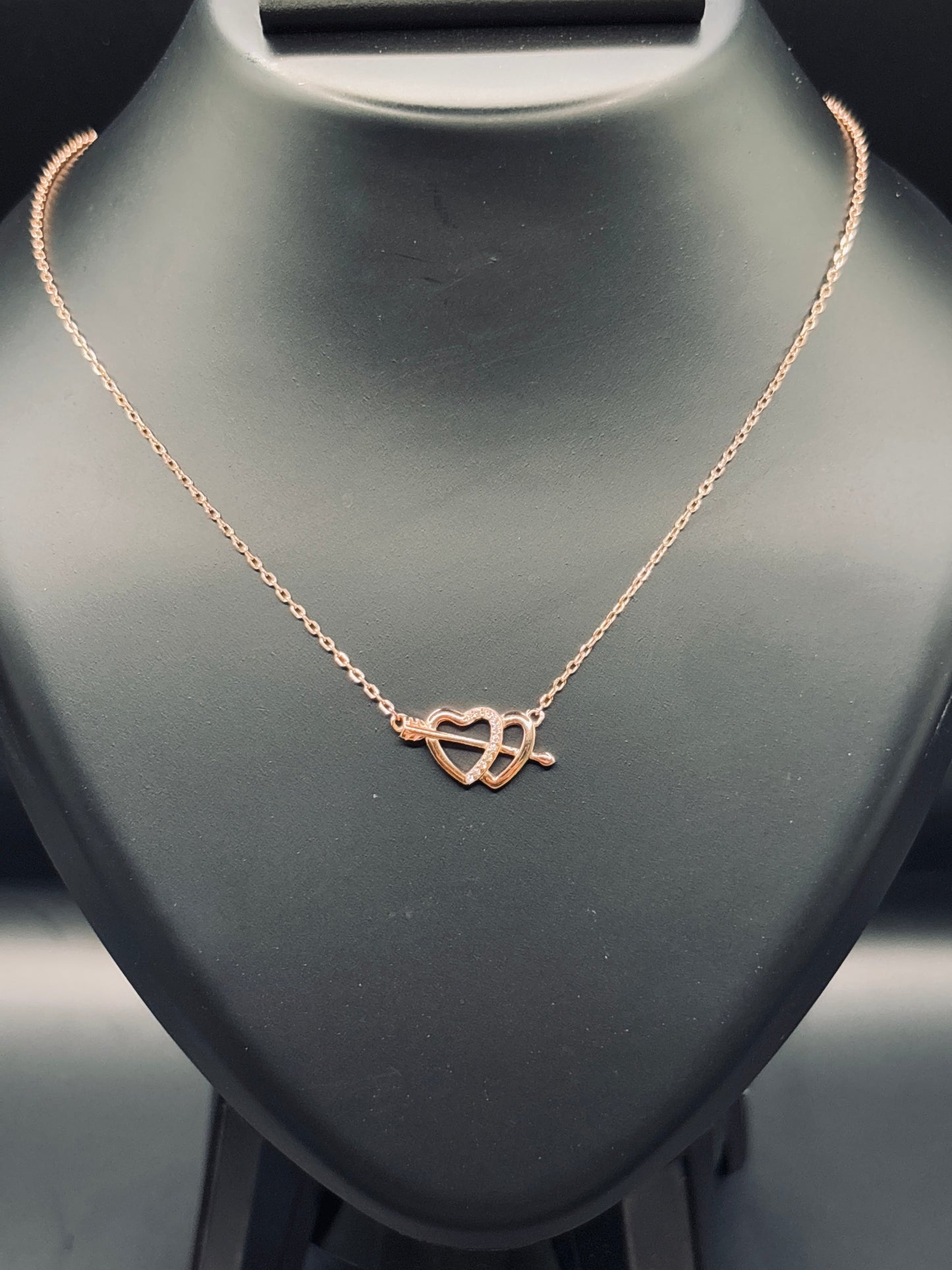 Silver Rose Gold Unisoul Interlocking Heart Necklace — Two Hearts, One Soul TISA Silver Elegance