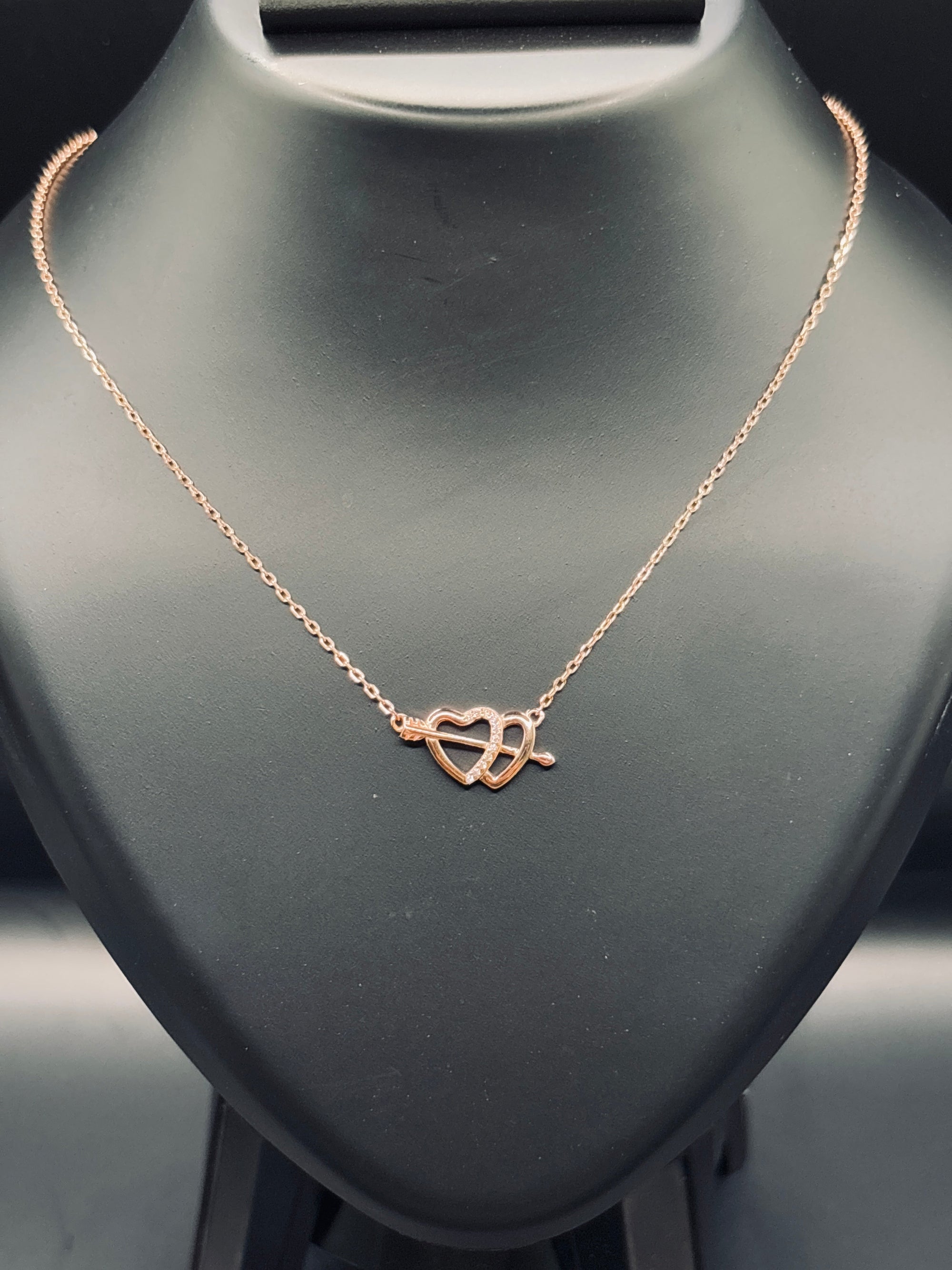 Silver Rose Gold Unisoul Interlocking Heart Necklace — Two Hearts, One Soul TISA Silver Elegance