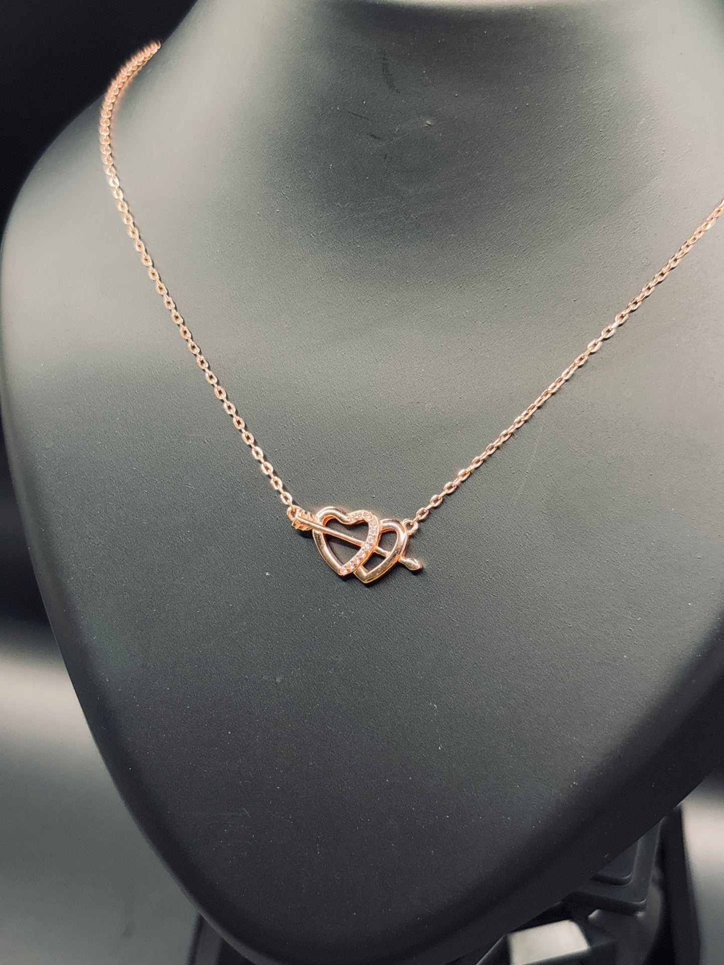 Silver Rose Gold Unisoul Interlocking Heart Necklace — Two Hearts, One Soul TISA Silver Elegance