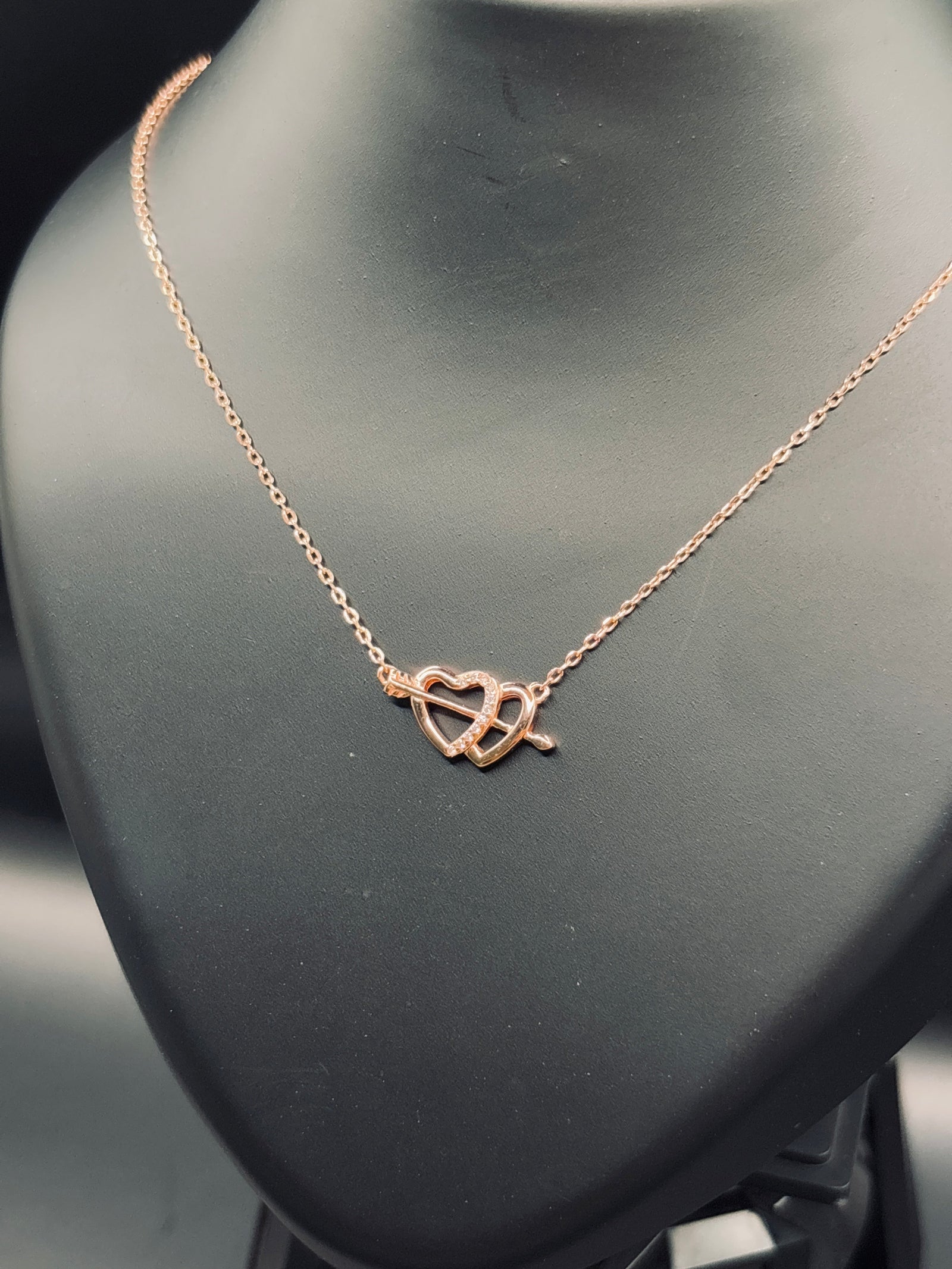 Silver Rose Gold Unisoul Interlocking Heart Necklace — Two Hearts, One Soul TISA Silver Elegance