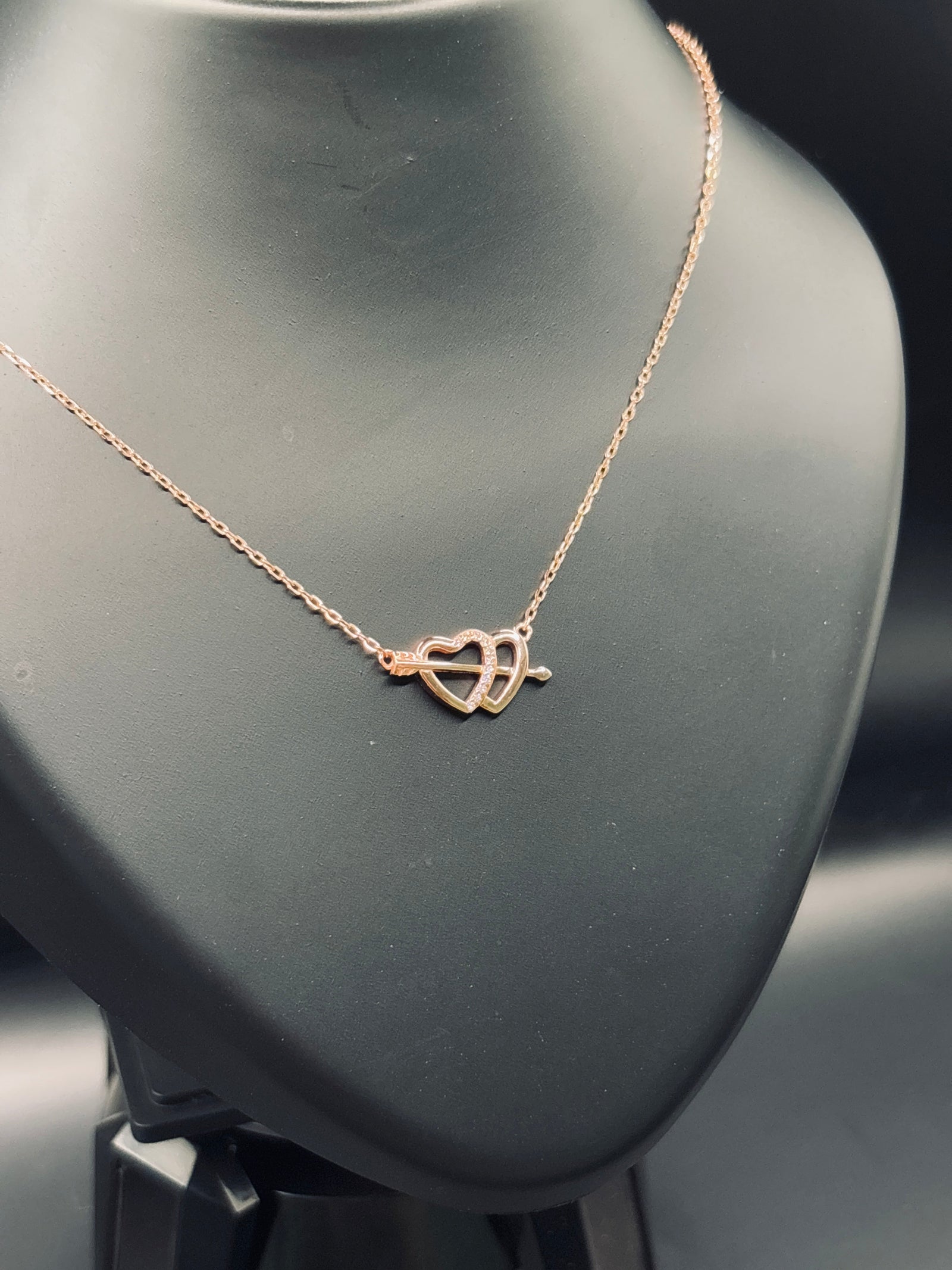 Silver Rose Gold Unisoul Interlocking Heart Necklace — Two Hearts, One Soul TISA Silver Elegance