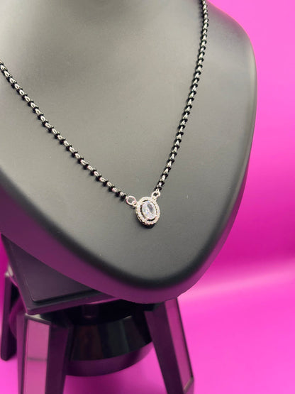 Single Solitaire Sterling Silver Mangalsutra — Timeless Simplicity TISA Silver Elegance