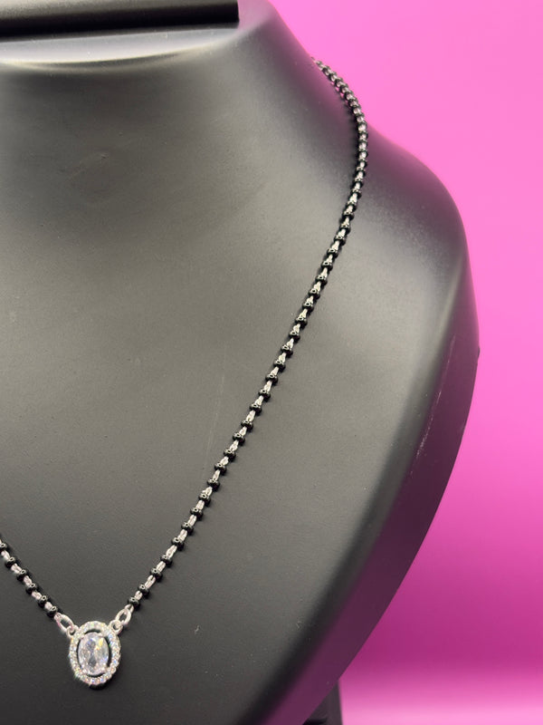 Single Solitaire Sterling Silver Mangalsutra — Timeless Simplicity TISA Silver Elegance