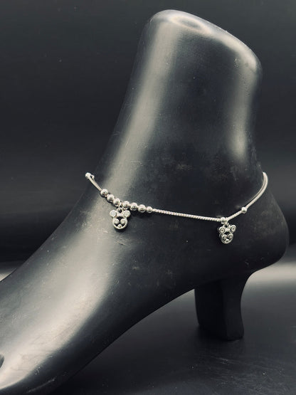 Sparkling Silver Mickey Mouse Anklet TISA Silver Elegance