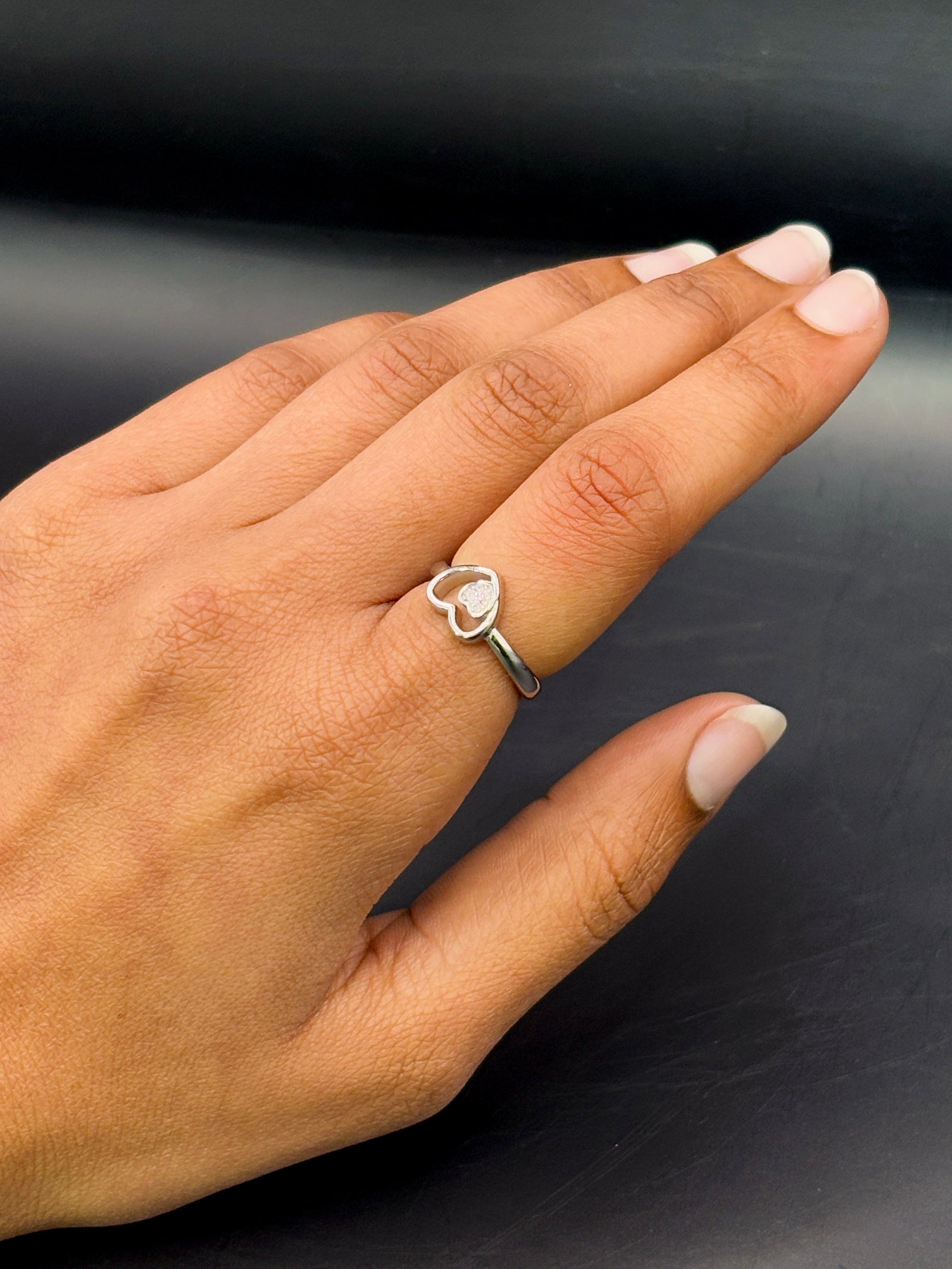 Sparkling Silver Double Heart Ring TISA Silver Elegance