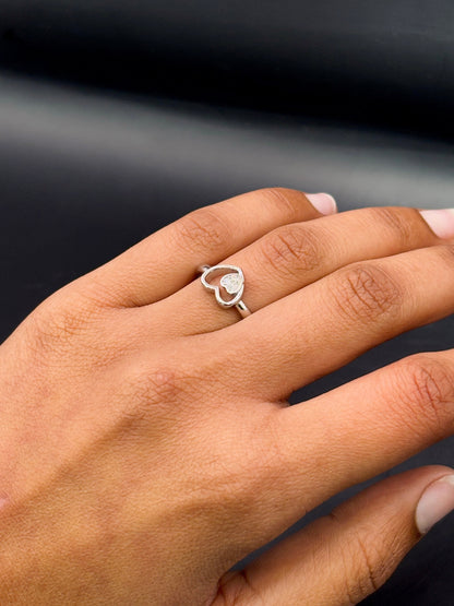 Sparkling Silver Double Heart Ring TISA Silver Elegance