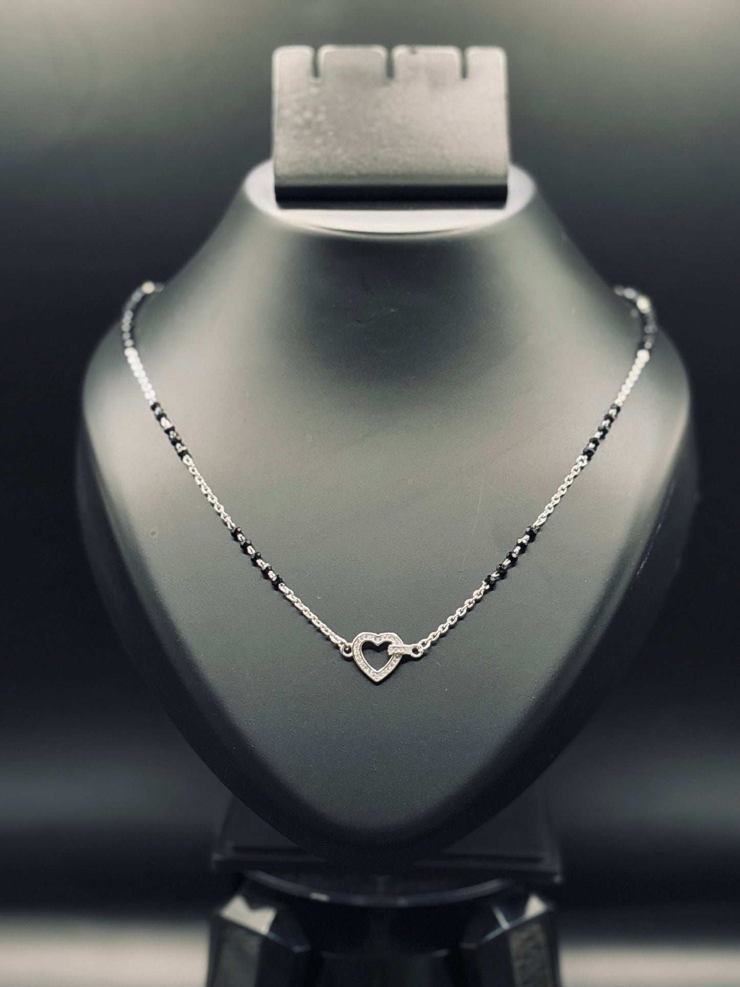 Sparkling Silver Heart Lite Mangalsutra TISA Silver Elegance