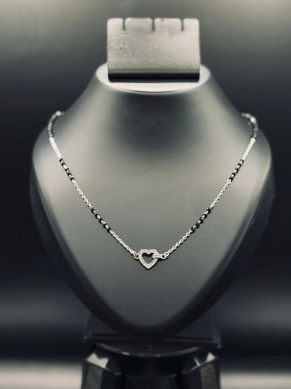 Sparkling Silver Heart Lite Mangalsutra TISA Silver Elegance