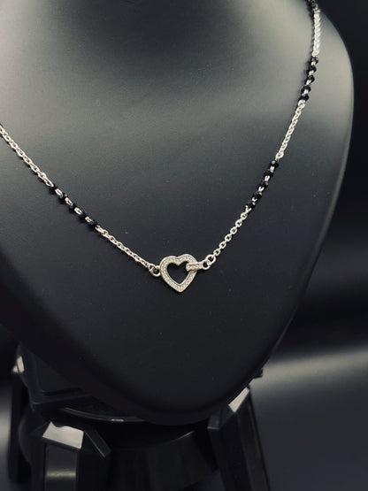 Sparkling Silver Heart Lite Mangalsutra TISA Silver Elegance