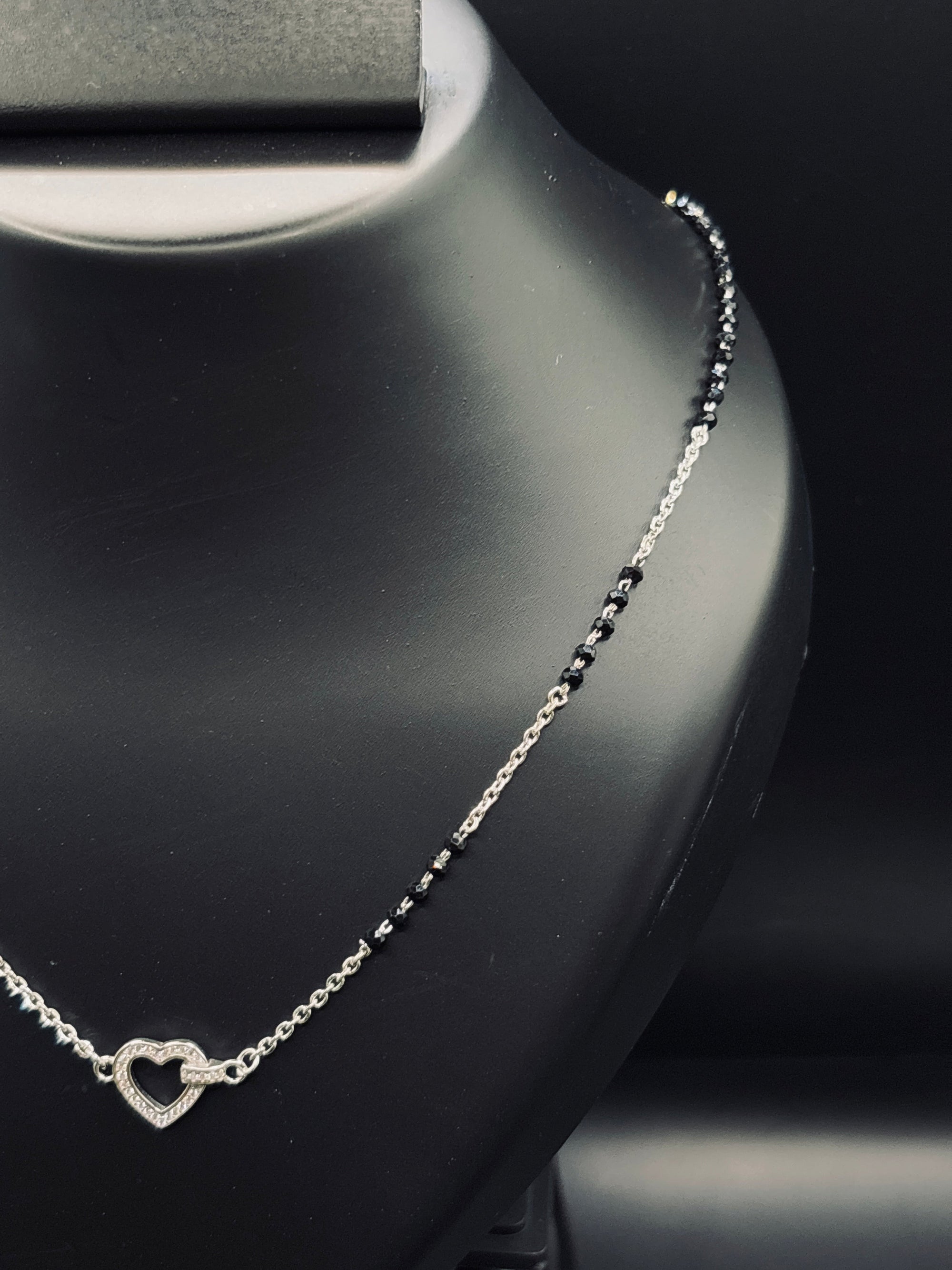 Sparkling Silver Heart Lite Mangalsutra TISA Silver Elegance