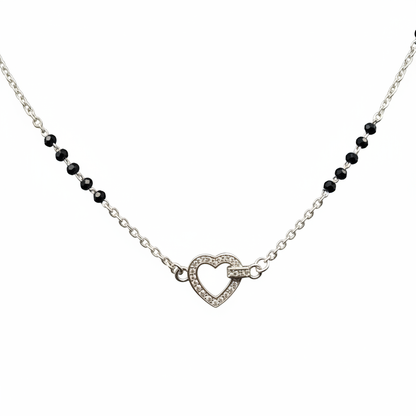 Sparkling Silver Heart Lite Mangalsutra TISA Silver Elegance
