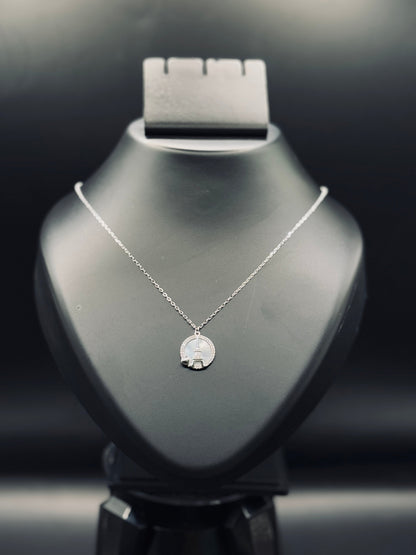 Sparkling Silver Eiffel Tower Charm Necklace — Parisian Romance TISA Silver Elegance
