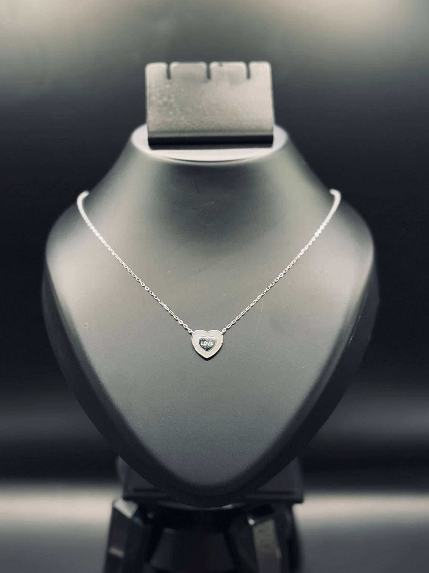 Sparkling Silver Love Engraved Pendant Necklace — Words from the Heart TISA Silver Elegance