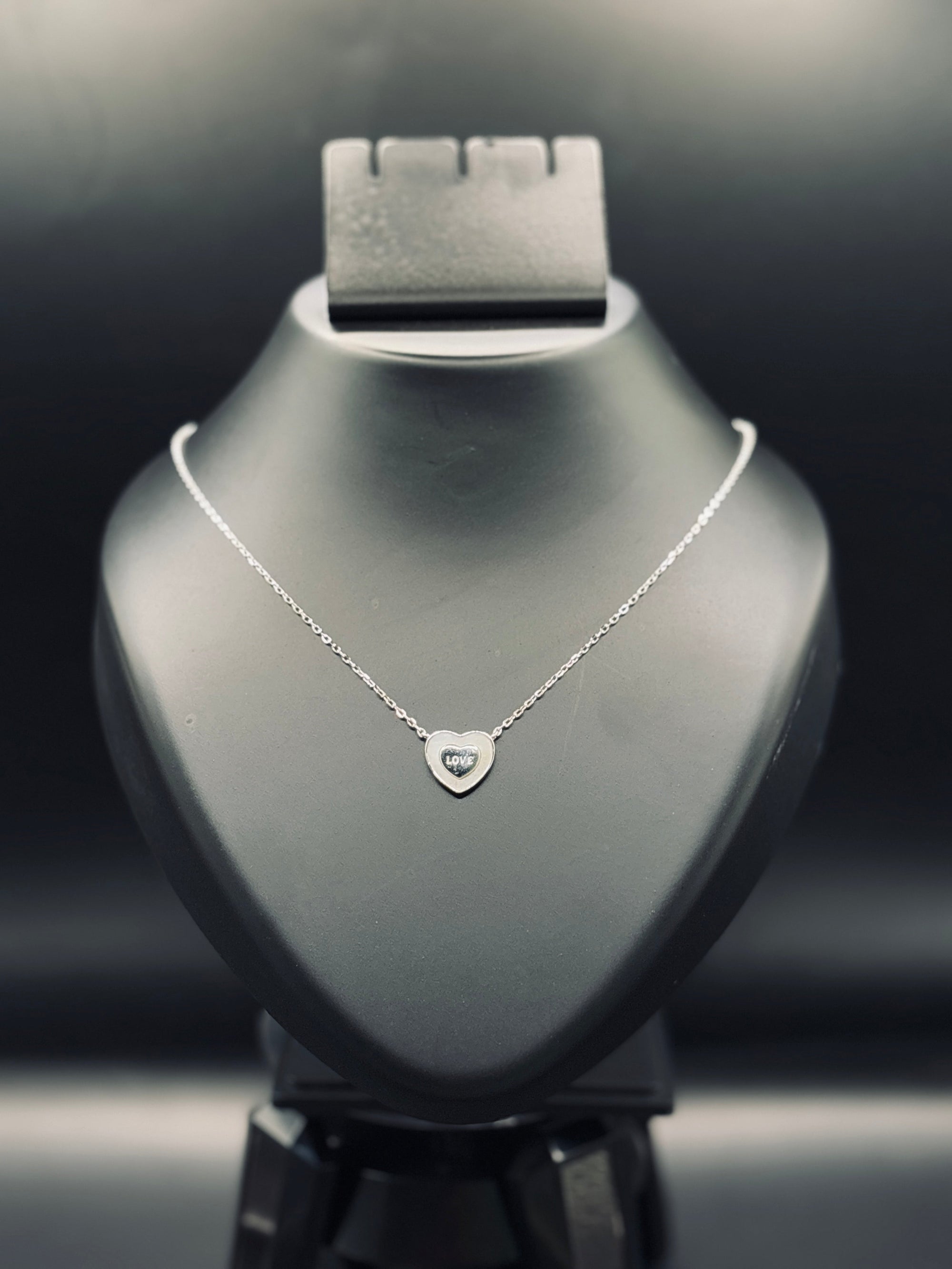 Sparkling Silver Love Engraved Pendant Necklace — Words from the Heart TISA Silver Elegance