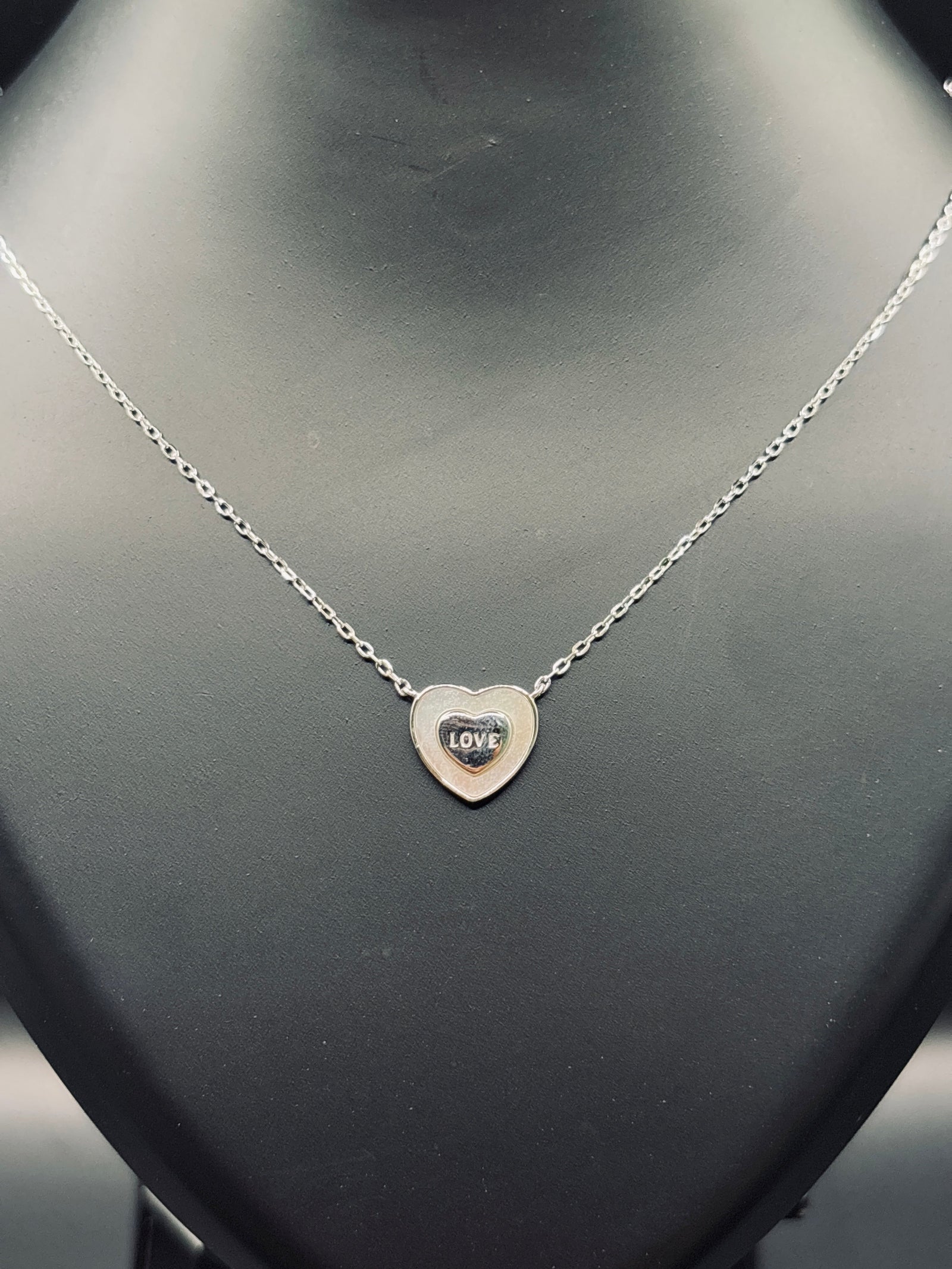 Sparkling Silver Love Engraved Pendant Necklace — Words from the Heart TISA Silver Elegance