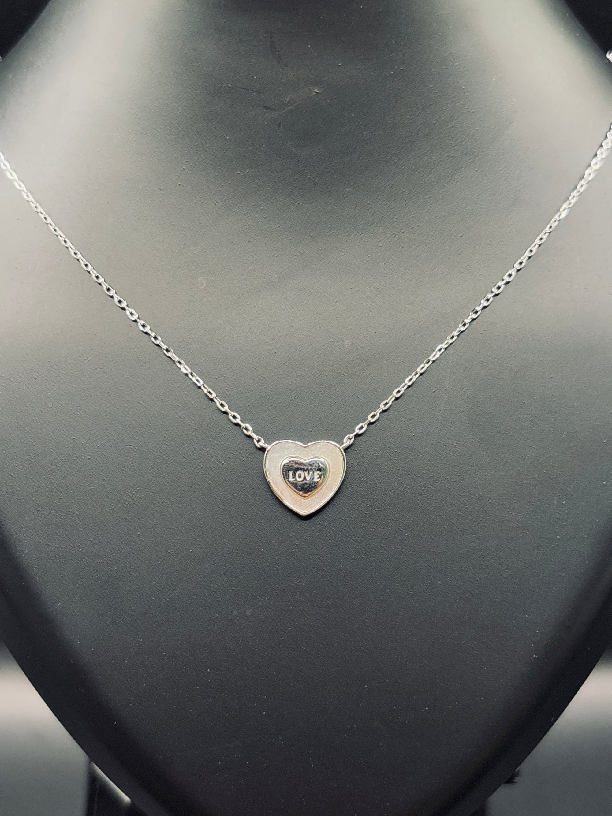Sparkling Silver Love Engraved Pendant Necklace — Words from the Heart TISA Silver Elegance