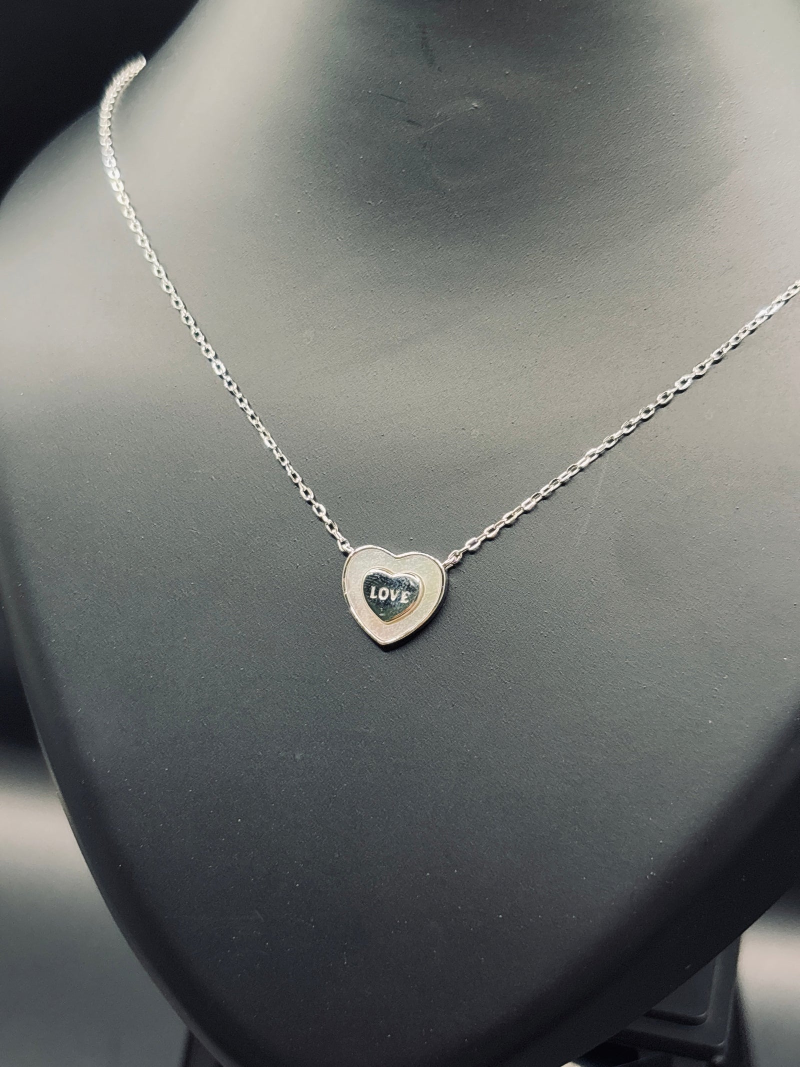 Sparkling Silver Love Engraved Pendant Necklace — Words from the Heart TISA Silver Elegance