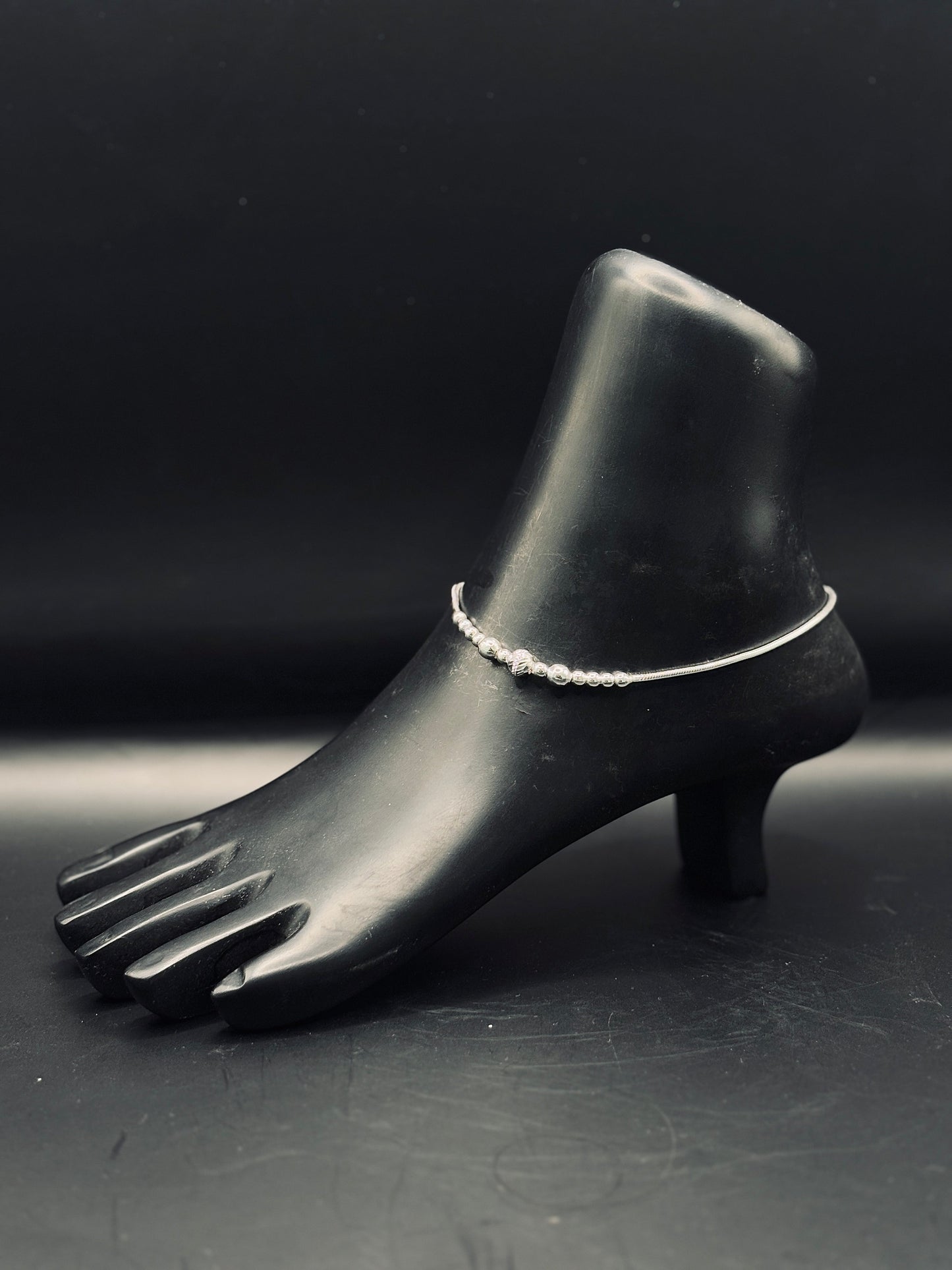 Sterling Silver Anklet with Vertical Beads Charm TISA Silver Elegance