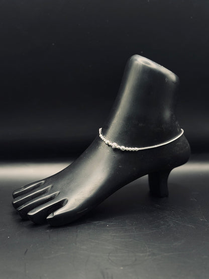 Sterling Silver Anklet with Vertical Beads Charm TISA Silver Elegance