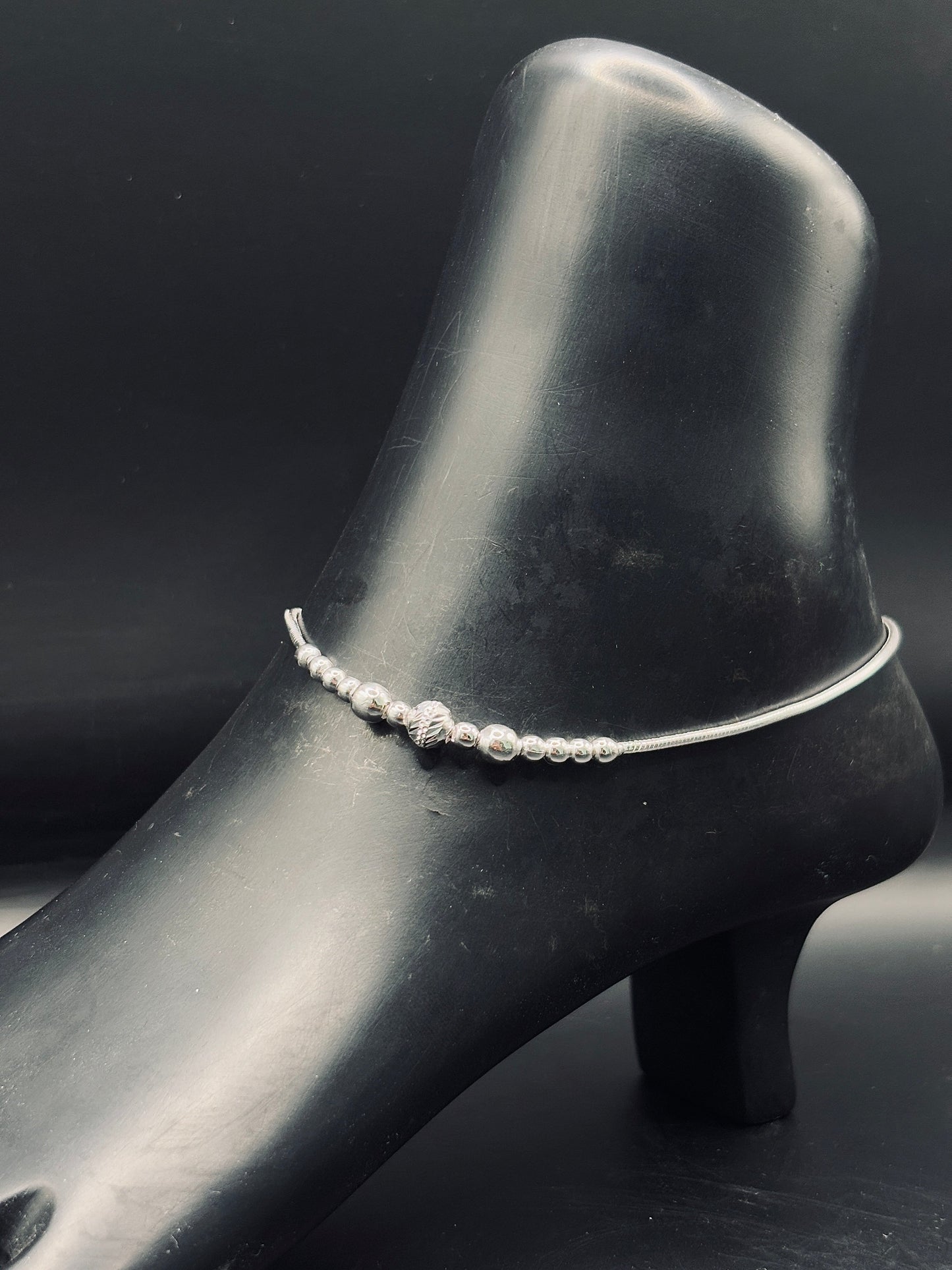 Sterling Silver Anklet with Vertical Beads Charm TISA Silver Elegance