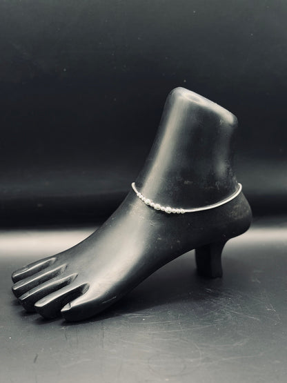 Sterling Silver Beaded Minimal Anklet TISA Silver Elegance