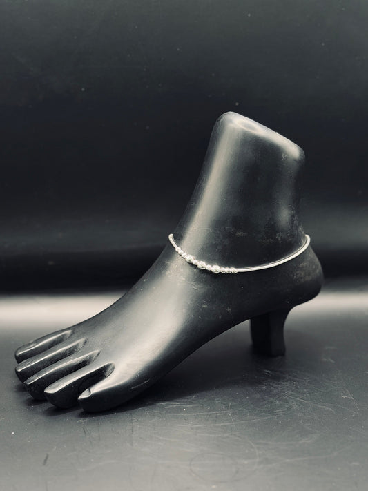 Sterling Silver Beaded Minimal Anklet TISA Silver Elegance