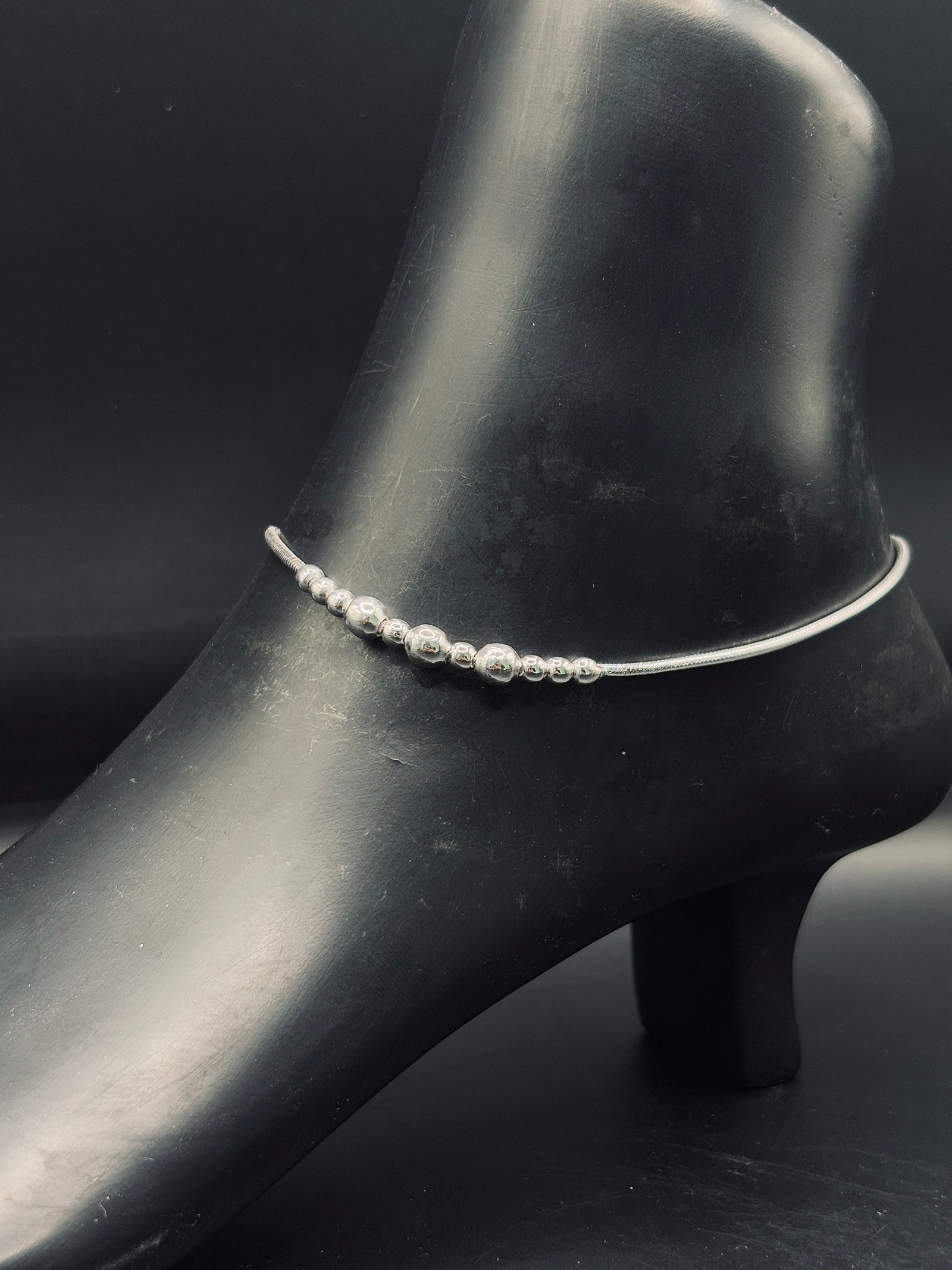 Sterling Silver Beaded Minimal Anklet TISA Silver Elegance