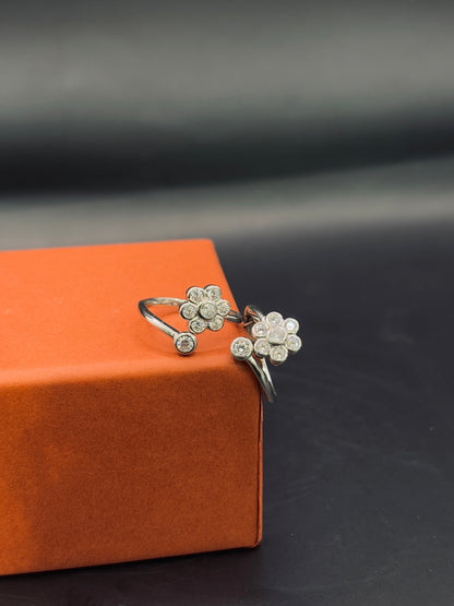 Delicate Blossom Toe Ring in 925 Sterling Silver - Adjustable TISA Silver Elegance