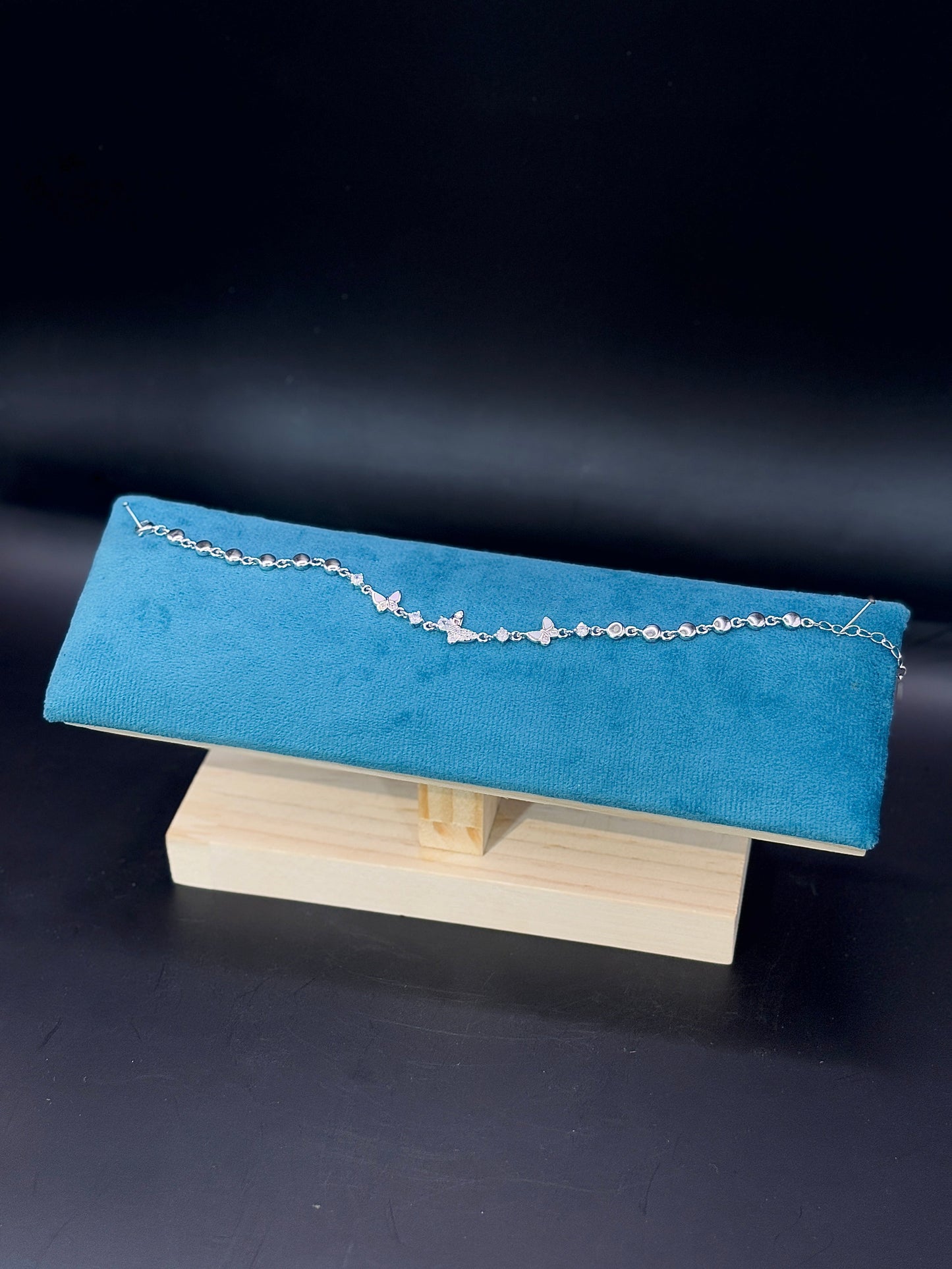 Sterling Silver Charm Bracelet with Disc & Butterfly Accents TISA Silver Elegance