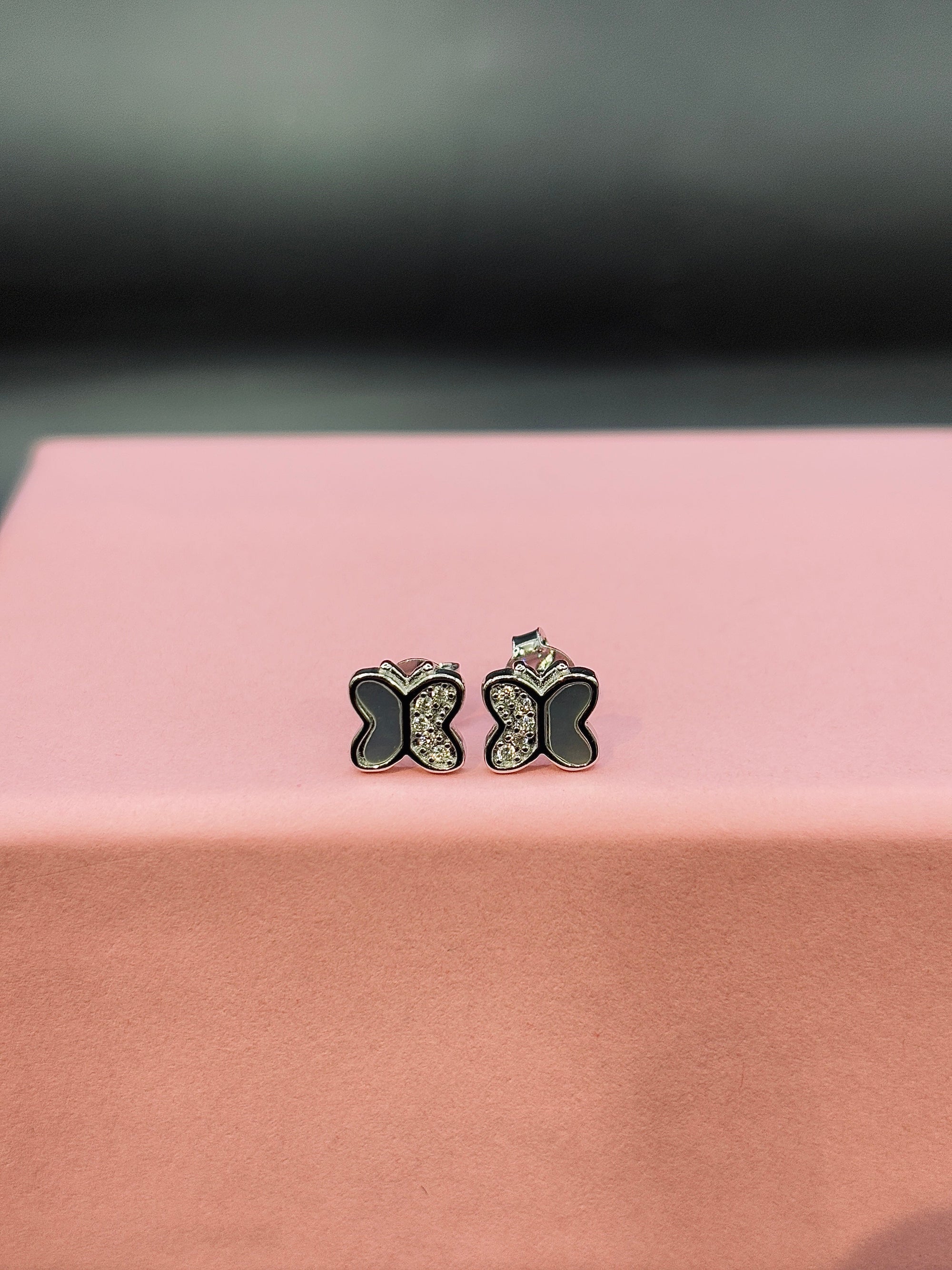 Sterling Silver Crystal Butterfly Stud Earrings TISA Silver Elegance