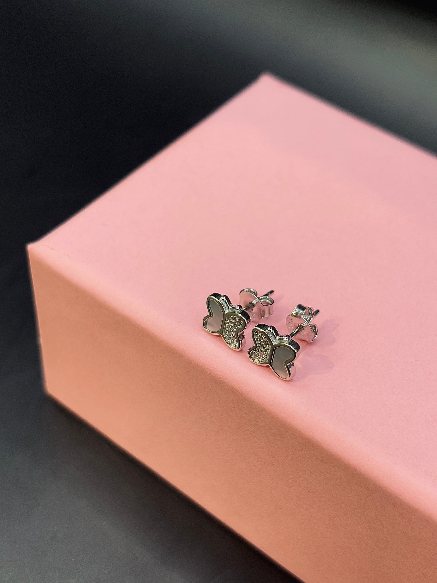 Sterling Silver Crystal Butterfly Stud Earrings TISA Silver Elegance