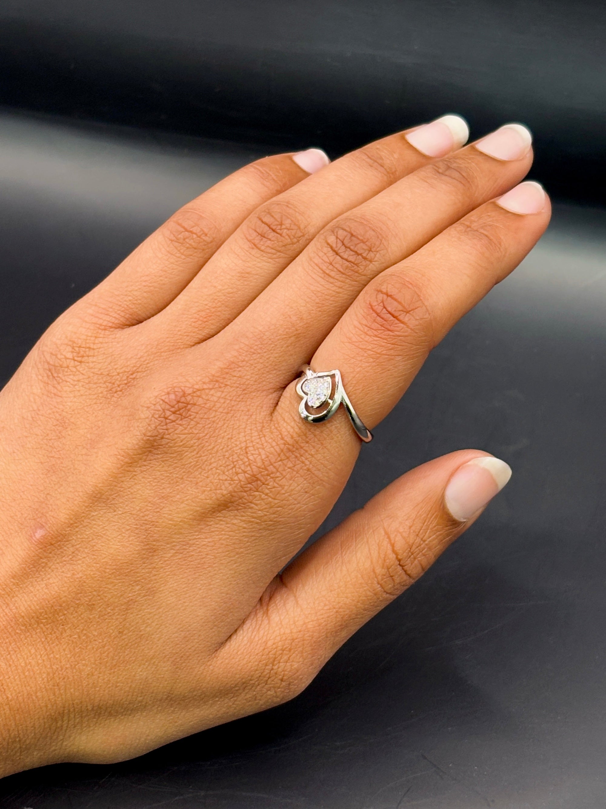 Sterling Silver Double Heart Ring TISA Silver Elegance