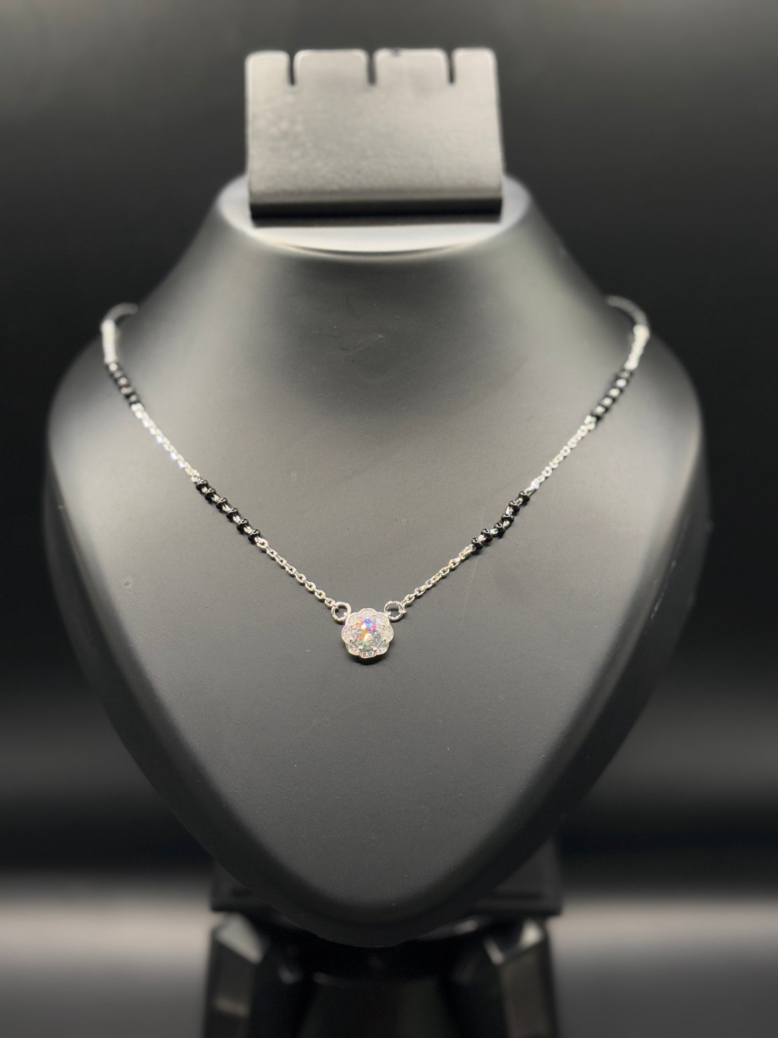Sterling Silver Floral Pendant Mangalsutra — A Bloom of Love & Tradition TISA Silver Elegance