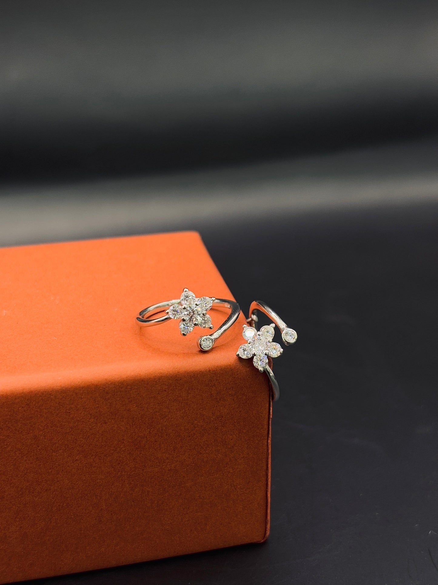 Sparkling Floral CZ Toe Ring in 925 Sterling Silver - Adjustable TISA Silver Elegance