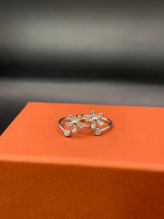 Classic Bloom Floral Toe Ring in 925 Sterling Silver - Adjustable TISA Silver Elegance