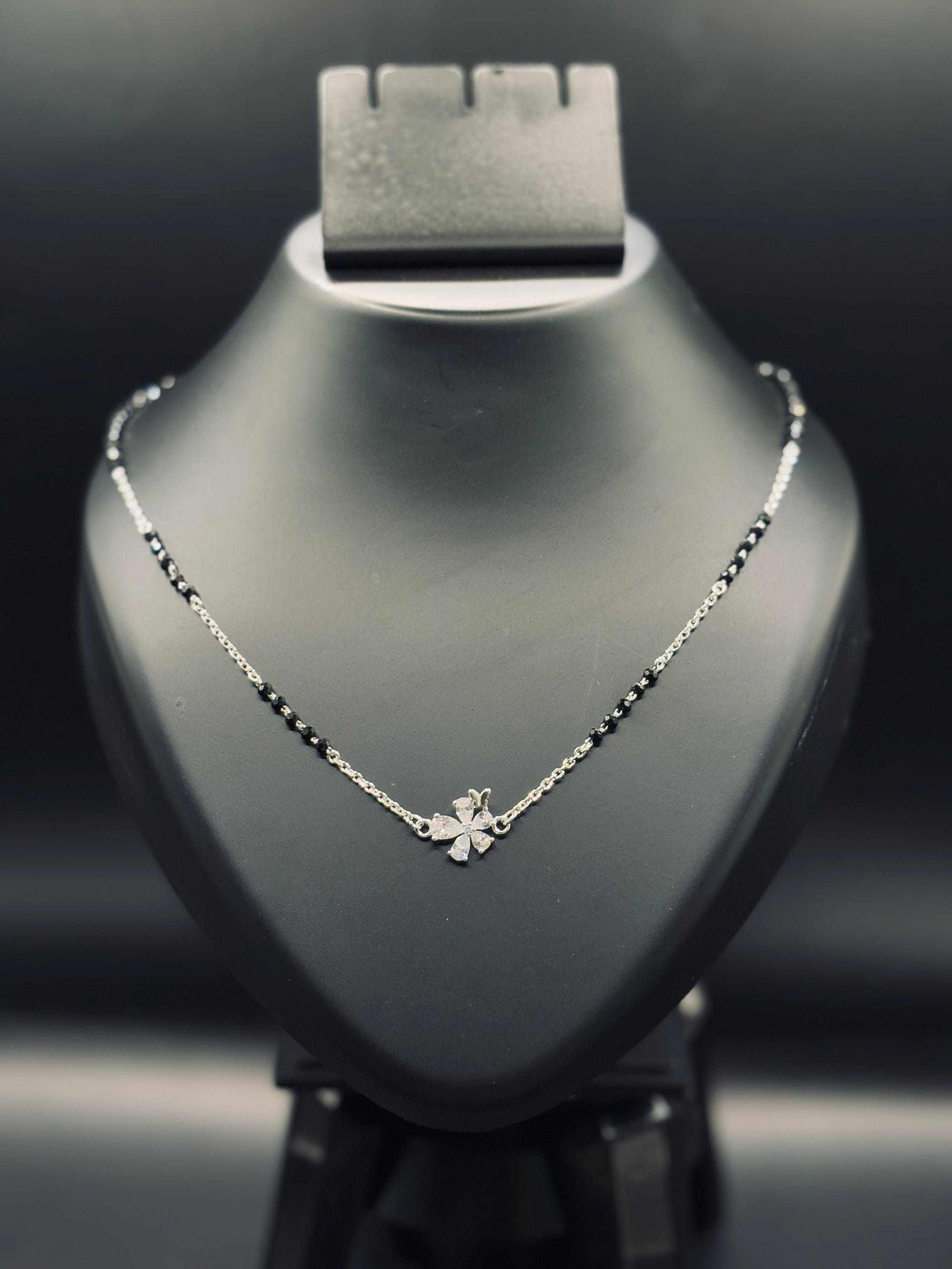 Sterling Silver Flowery Snowflake Butterfly Mangalsutra — Grace in Motion TISA Silver Elegance